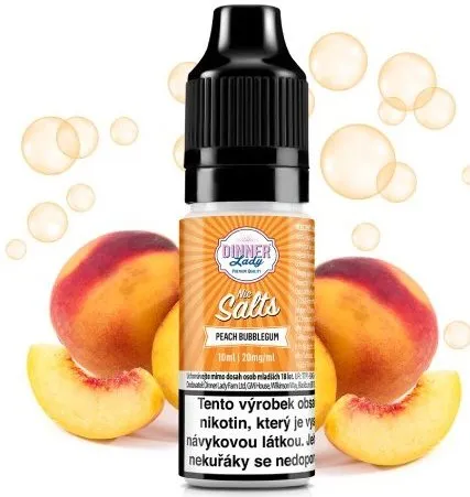 Náplň Liquid Dinner Lady Nic SALT Peach Bubblegum 10ml - 20mg