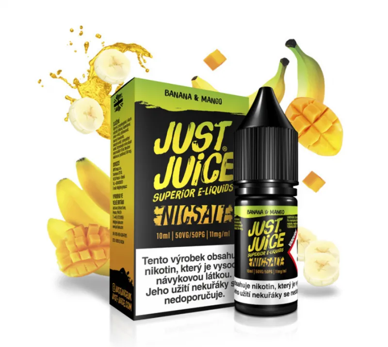 Náplň E-liquid Just Juice Salt 10ml 20mg/11mg: Banana & Mango (Banán & mango)