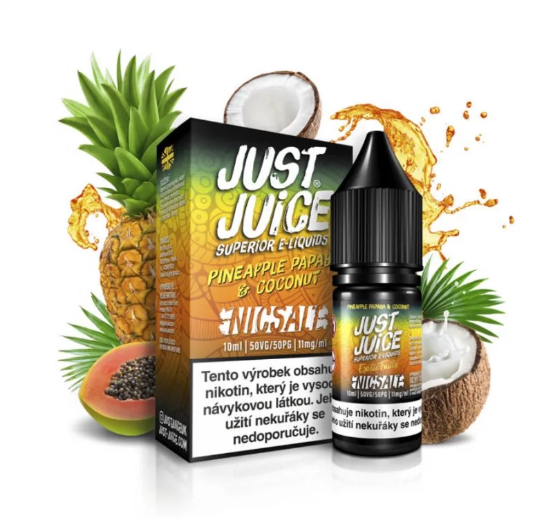 Náplň E-liquid Just Juice Salt 10ml 20mg/11mg: Pineapple, Papaya & Coconut (Ananas, papája & kokos)