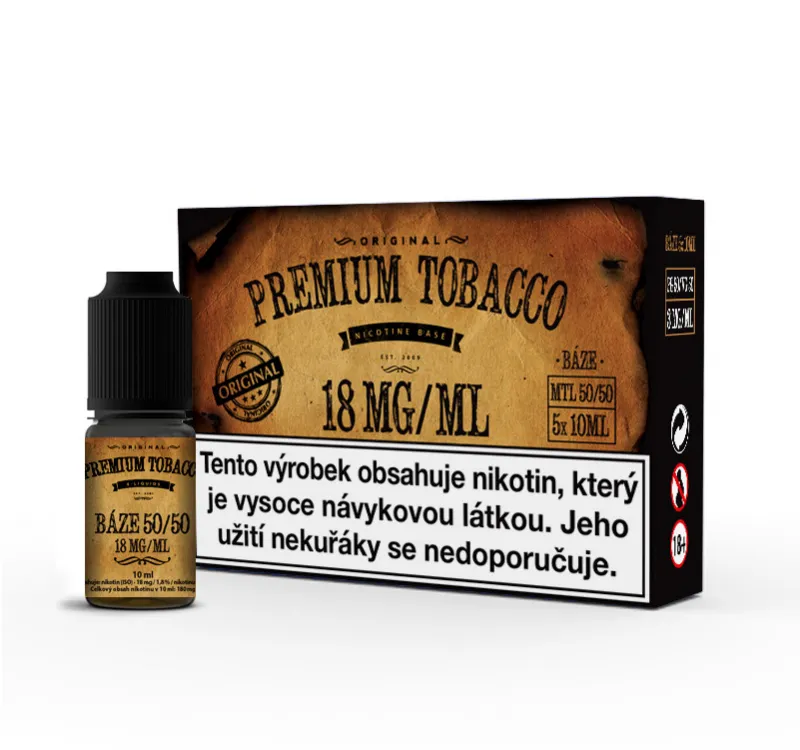 Nikotínová báza Premium Tobacco (50/50): 5x10ml / 18mg