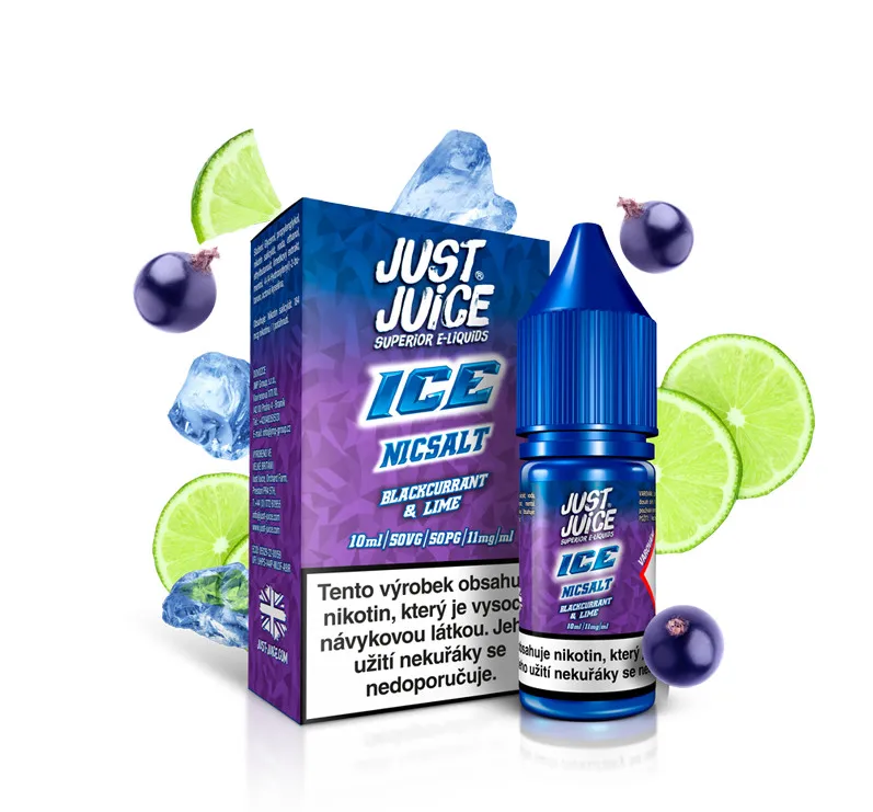 Náplň E-liquid Just Juice Salt 10ml / 11mg-20mg: ICE Blackcurrant & Lime (Ľadové čierne ríbezle & limetka)