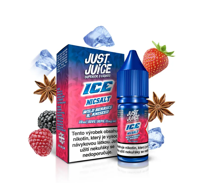 Náplň E-liquid Just Juice Salt 10 ml / 11mg-20mg: ICE Wild Berries & Aniseed (Ľadové lesné ovocie s anízom)