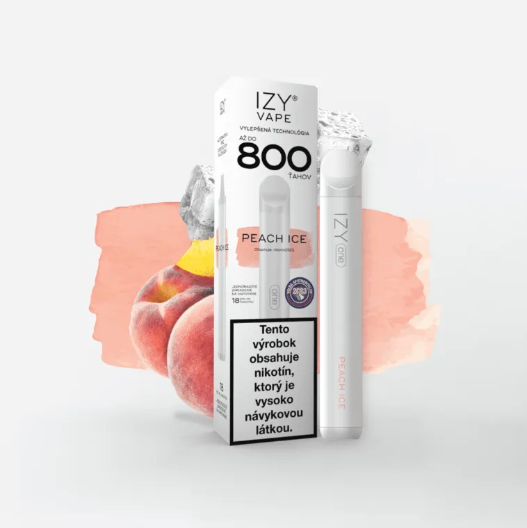 IZY VAPE ONE Peach Ice 2ml 18mg White 800 potiahnutí